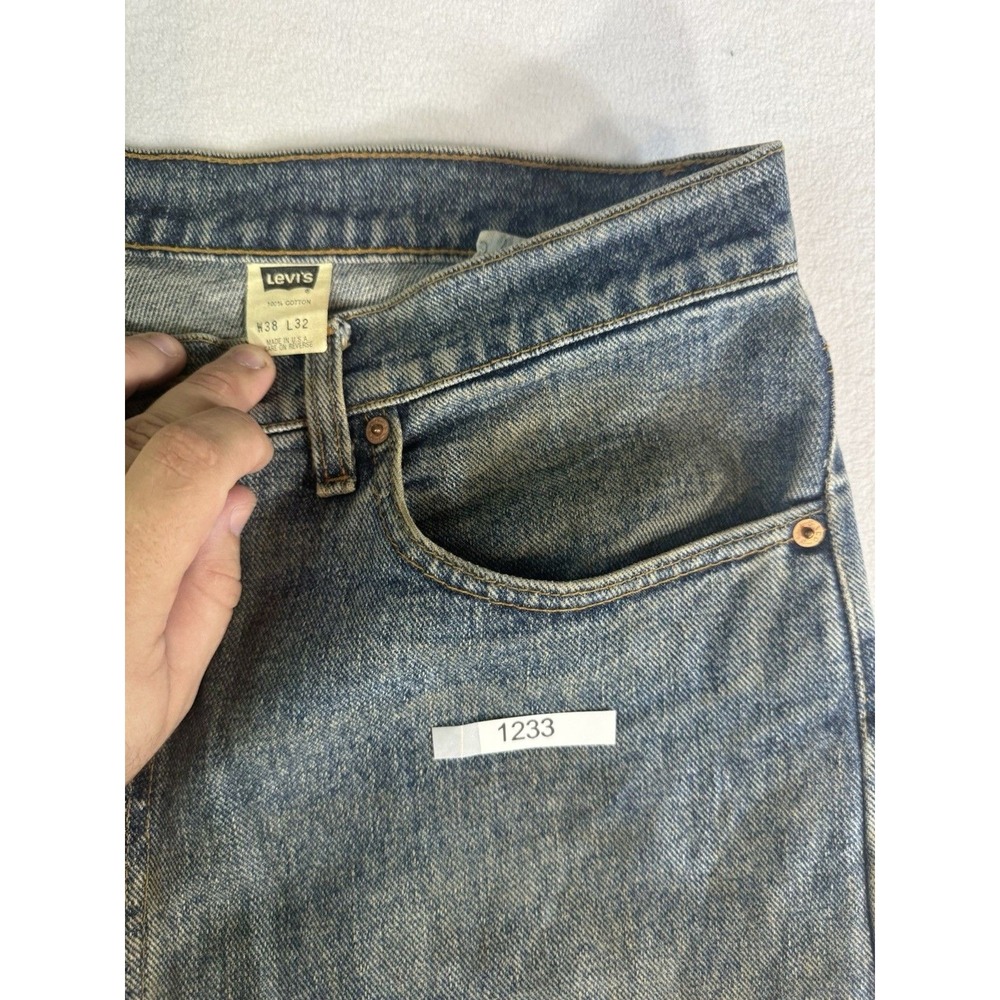 Levis 513 Jeans Mens 38x32 Made In USA Vintage Distressed Faded Denim Workwear